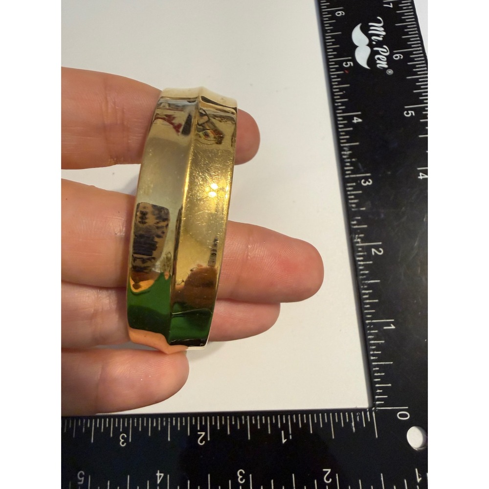 Monet Vintage Gold Tone Chunky Bangle Bracelet Ridged Wide Slip‎ On Signed